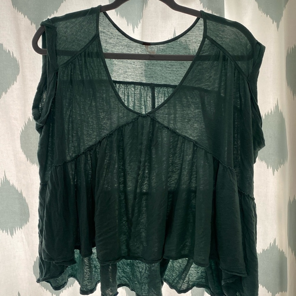 Free People green distressed tank